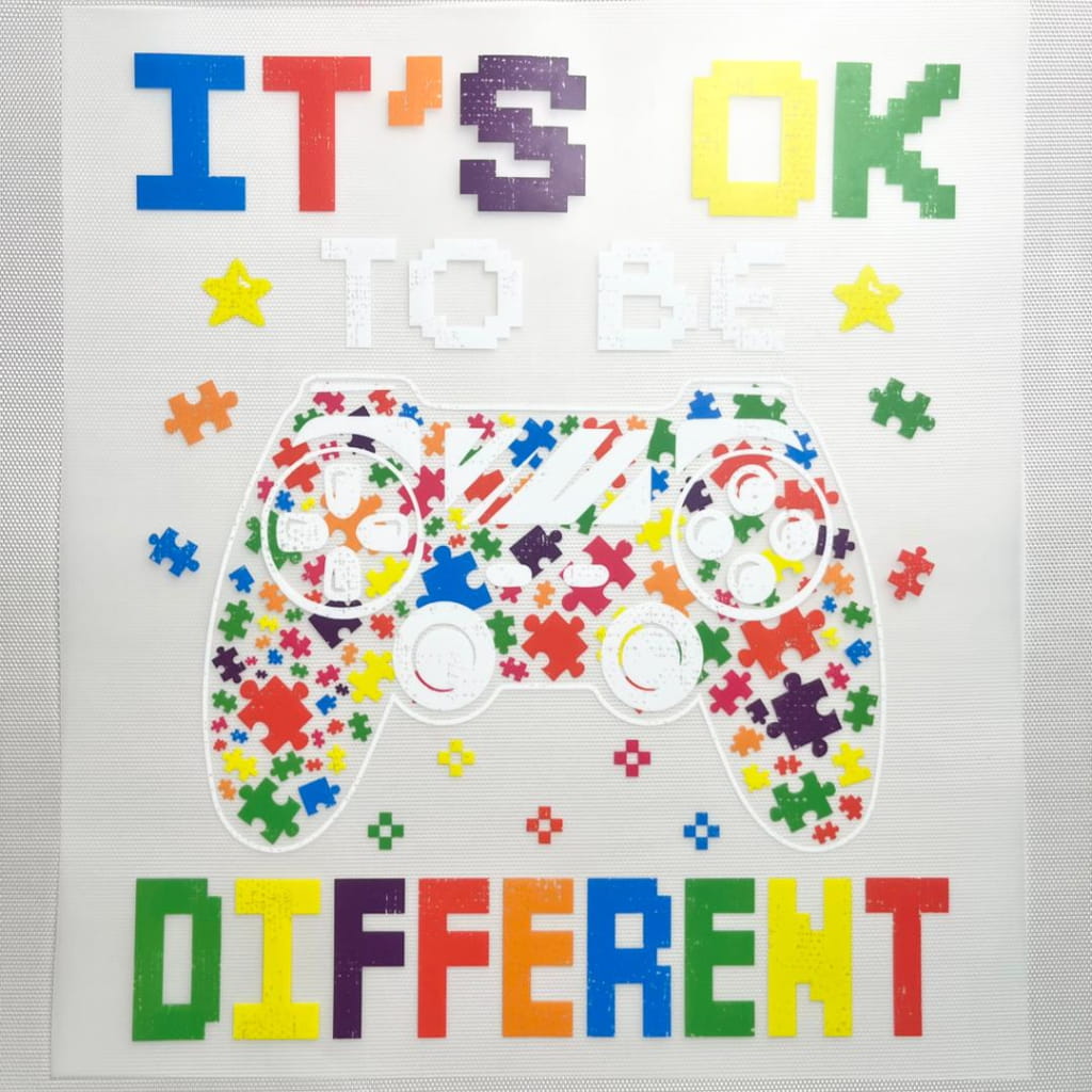 10inch Size DTF Heat Transfer, Autism, It's Okay To Be Different
