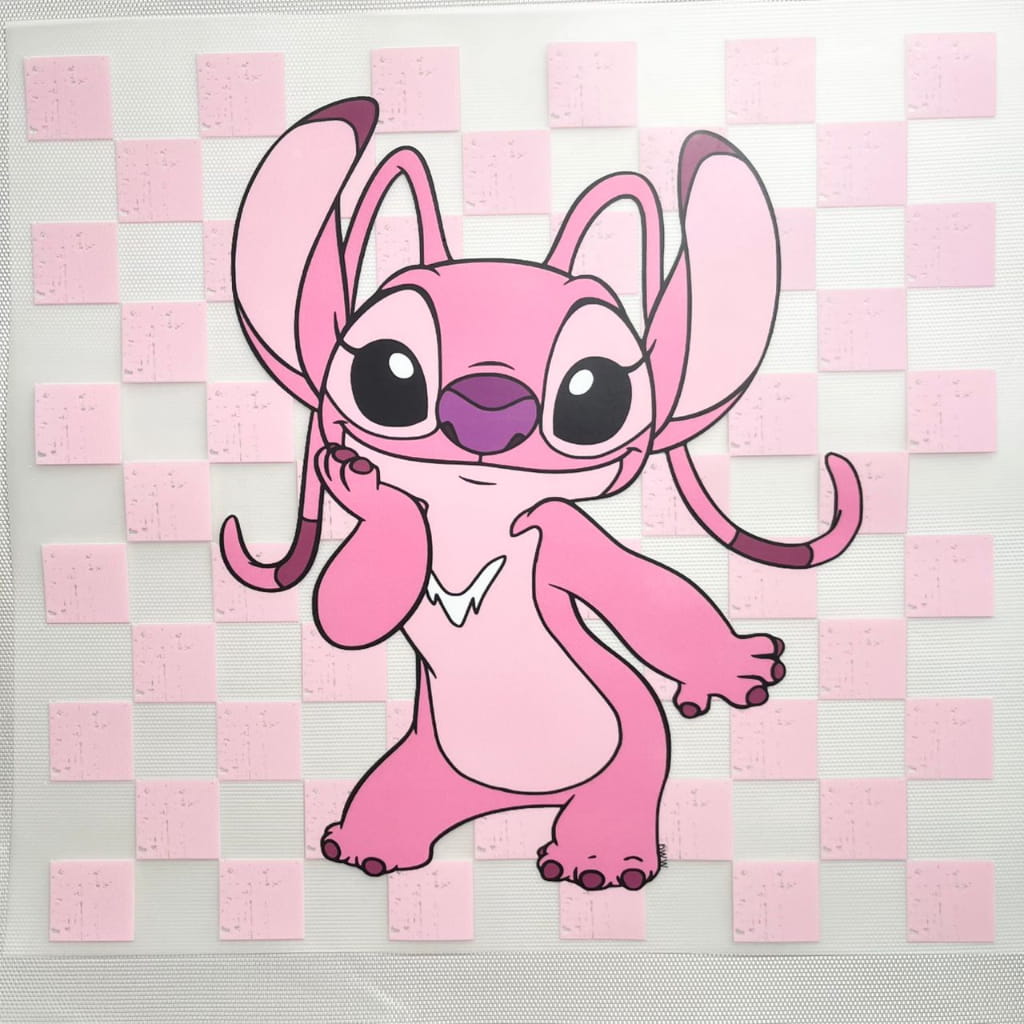 10inch Size DTF Heat Transfer, Cartoon ,Pink Stitch ,Angel
