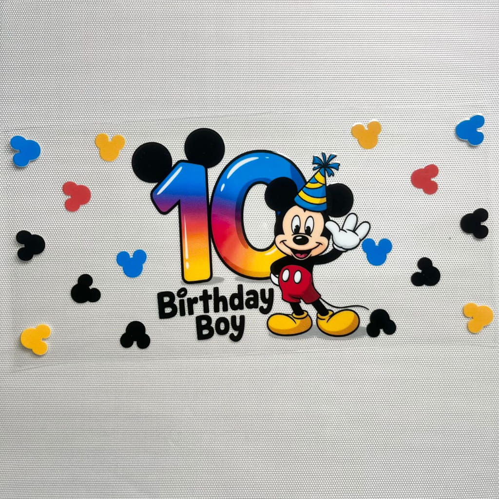 16oz UVDTF Cup Wraps, Cartoon ,Micky Happy Birthday Boy ,Age 1- 10