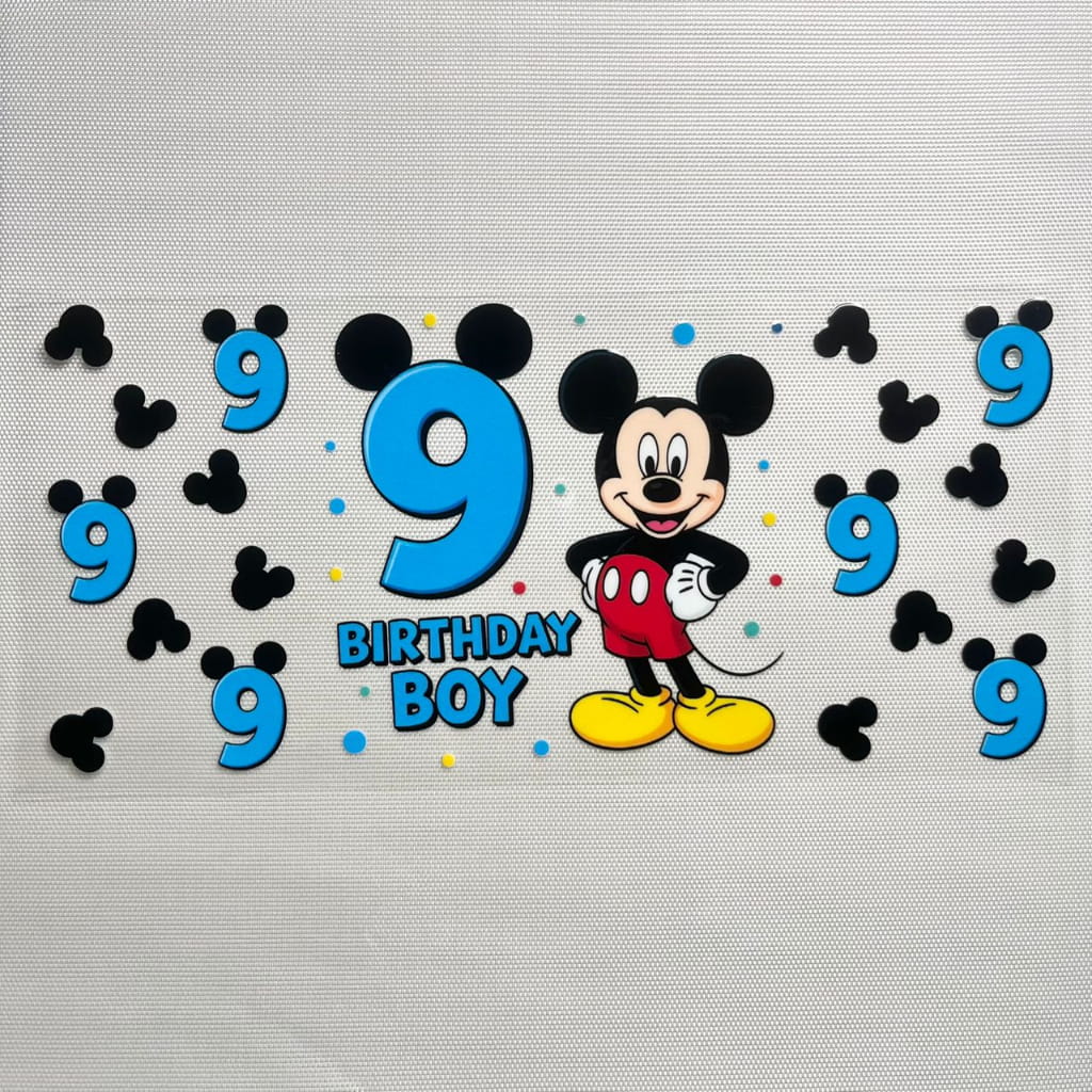 16oz UVDTF Cup Wraps, Cartoon ,Micky Happy Birthday Boy ,Age 1- 10