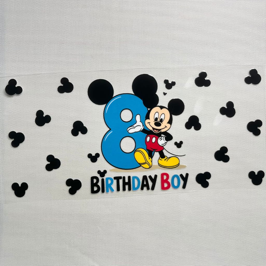 16oz UVDTF Cup Wraps, Cartoon ,Micky Happy Birthday Boy ,Age 1- 10
