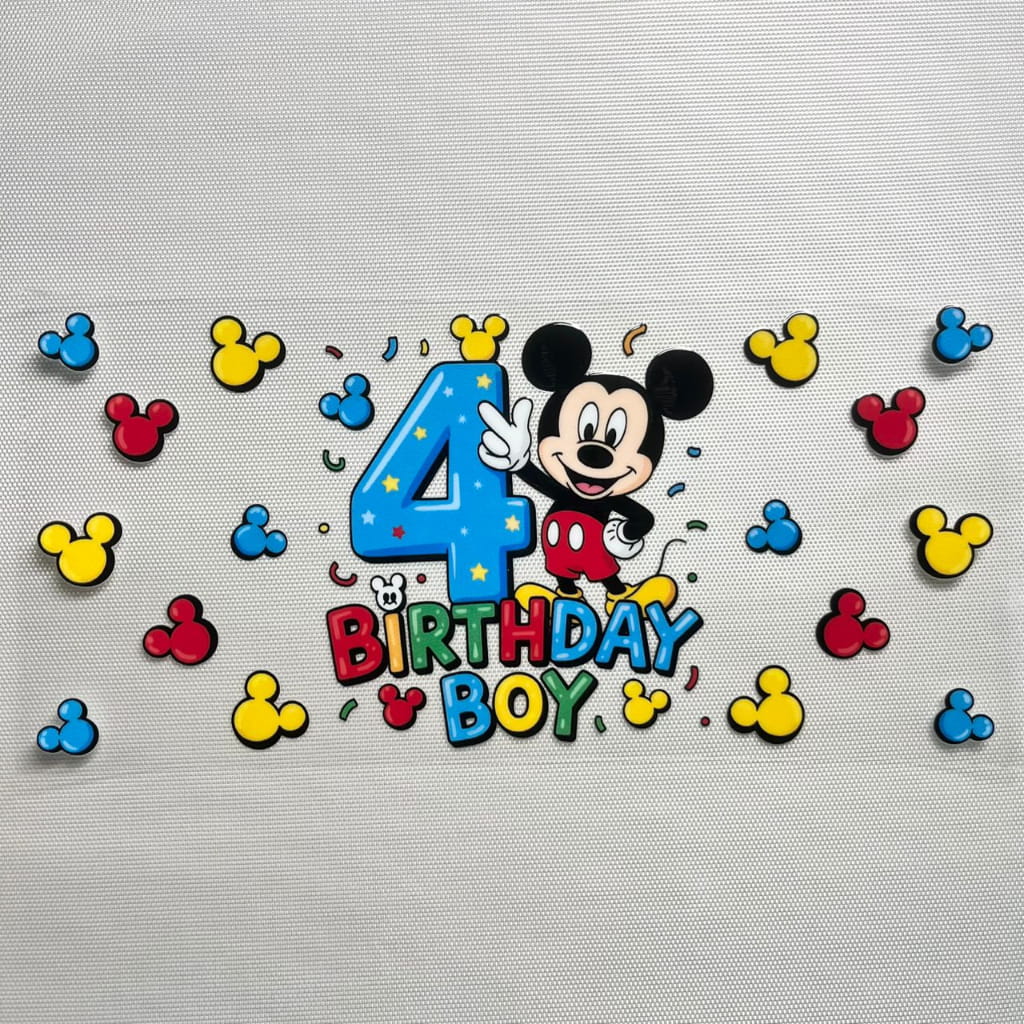 16oz UVDTF Cup Wraps, Cartoon ,Micky Happy Birthday Boy ,Age 1- 10