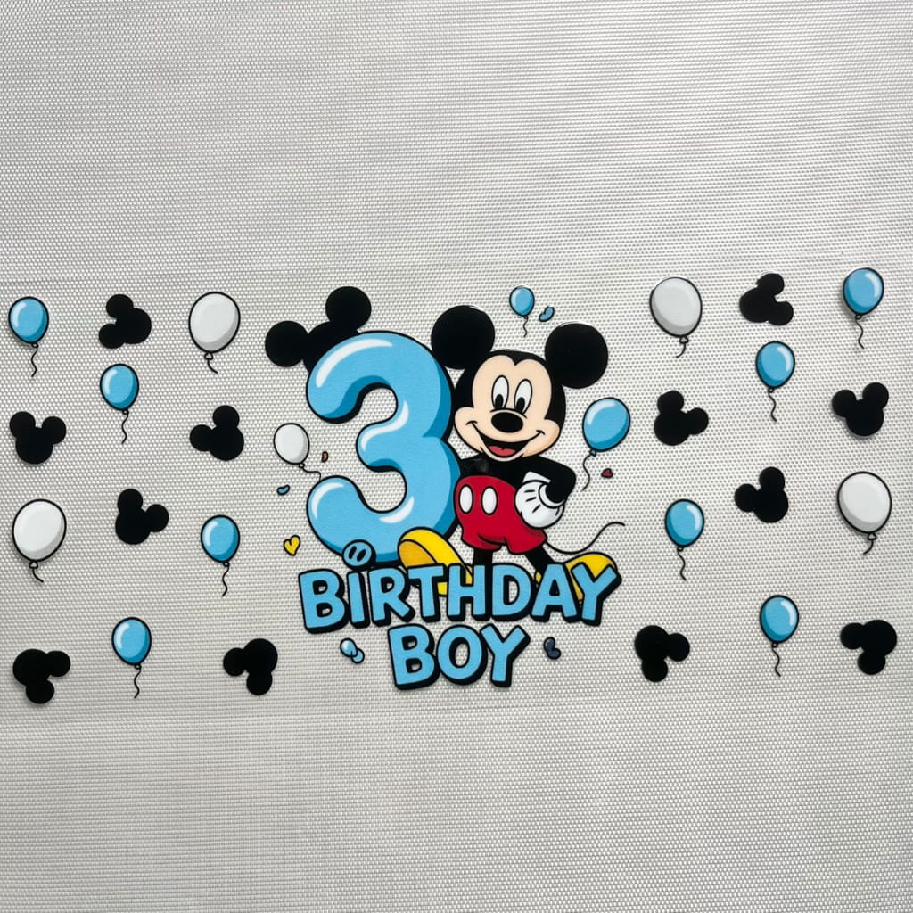 16oz UVDTF Cup Wraps, Cartoon ,Micky Happy Birthday Boy ,Age 1- 10