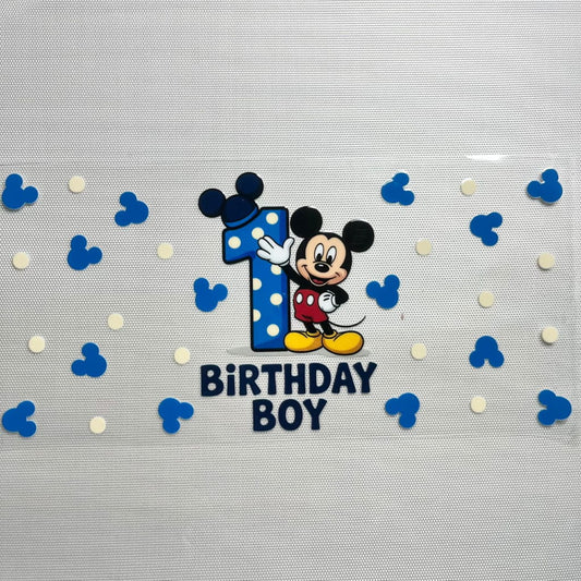 16oz UVDTF Cup Wraps, Cartoon ,Micky Happy Birthday Boy ,Age 1- 10