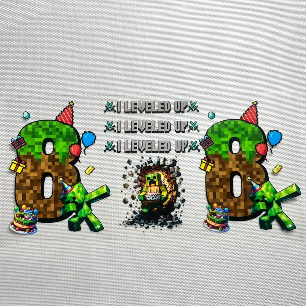 16oz UVDTF Cup Wraps, Cartoon ,Minecraft Happy Birthday ,Age 0-9