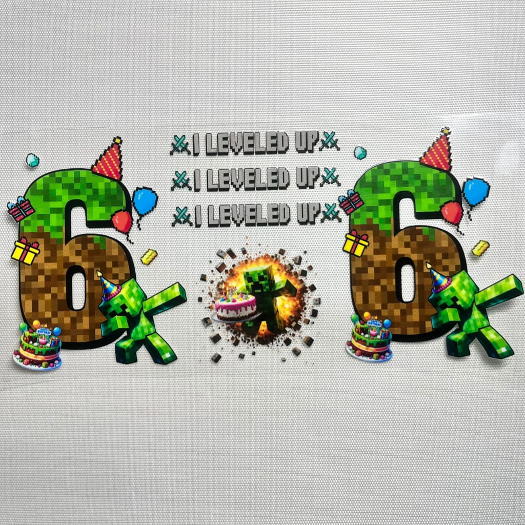 16oz UVDTF Cup Wraps, Cartoon ,Minecraft Happy Birthday ,Age 0-9
