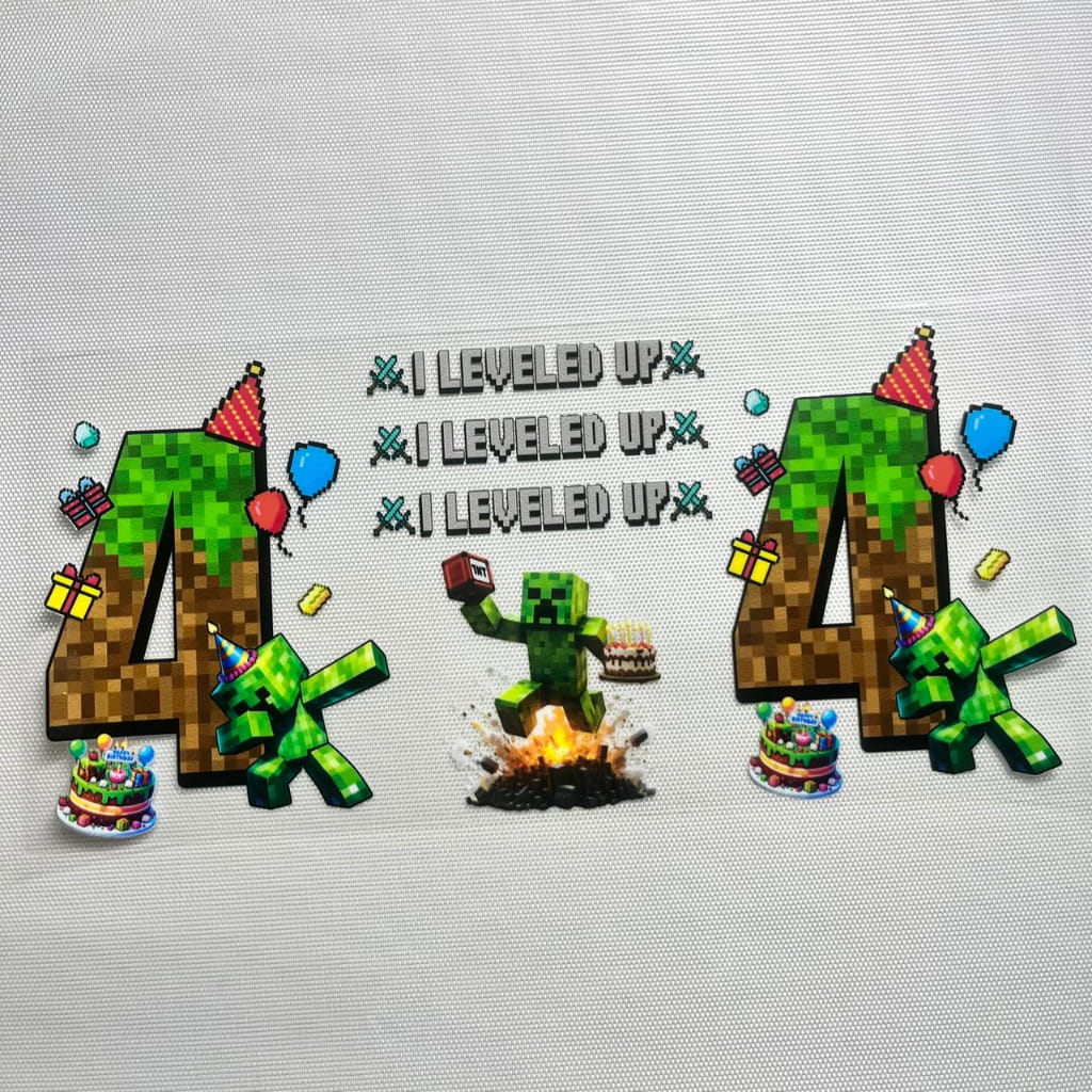 16oz UVDTF Cup Wraps, Cartoon ,Minecraft Happy Birthday ,Age 0-9