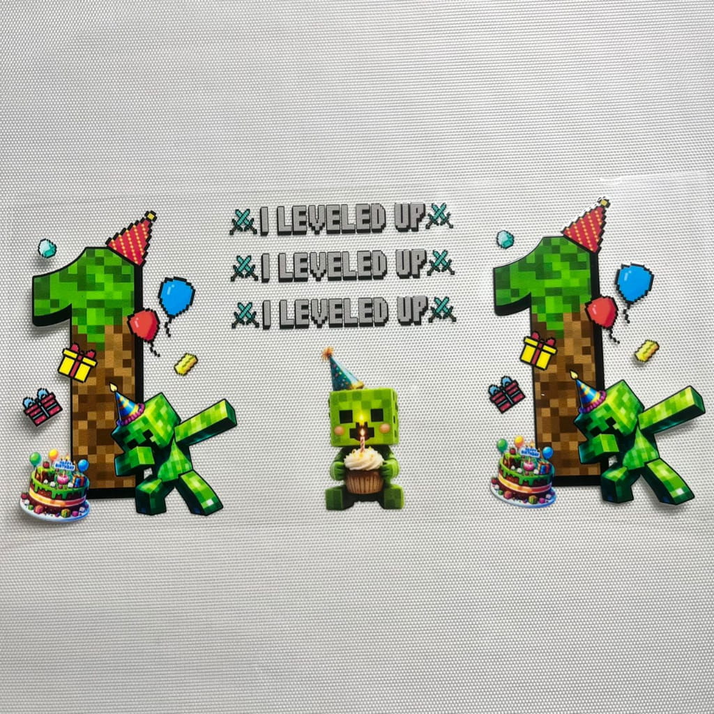 16oz UVDTF Cup Wraps, Cartoon ,Minecraft Happy Birthday ,Age 0-9