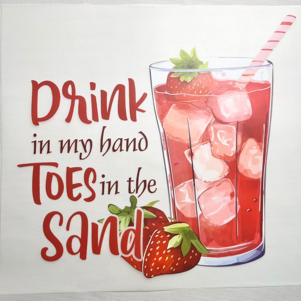 10inch Size DTF Heat Transfer, Strawberry Drinking