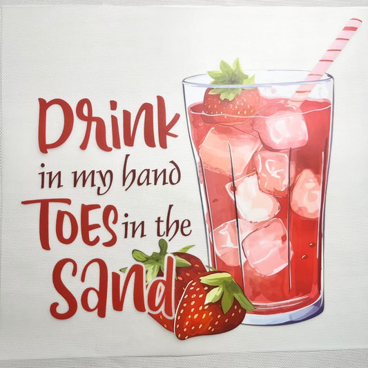 10inch Size DTF Heat Transfer, Strawberry Drinking