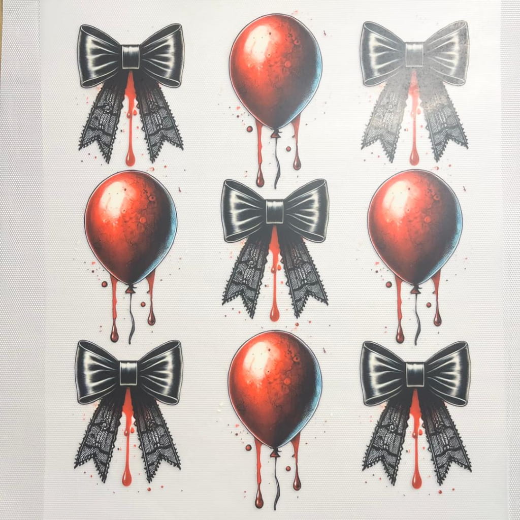 10inch Size DTF Heat Transfer, Halloween ,Horroible ,Bownet & Bow