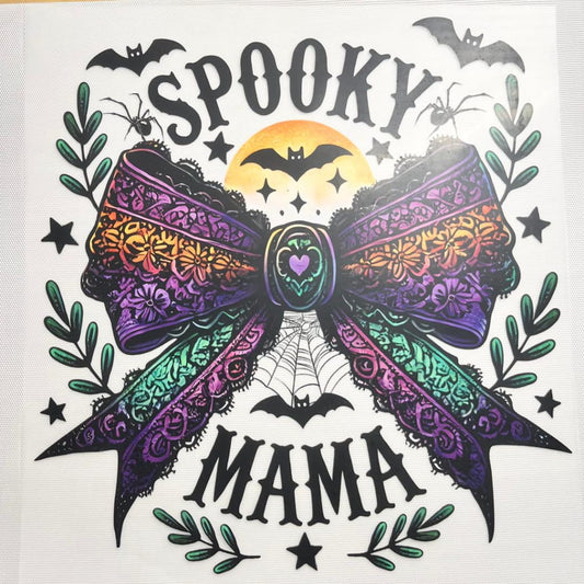 10inch Size DTF Heat Transfer, Halloween ,Horroible ,Bownet & Bow, Spooky Mama