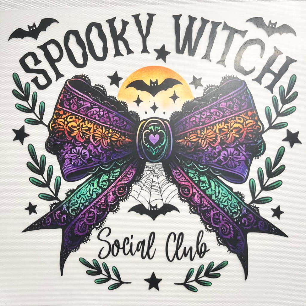 10inch Size DTF Heat Transfer, Halloween ,Horroible ,Bownet & Bow, Spooky Vibes