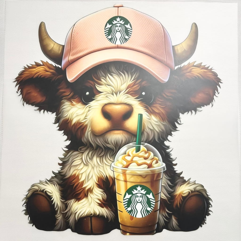 10inch Size DTF Heat Transfer, Starbuck Cow