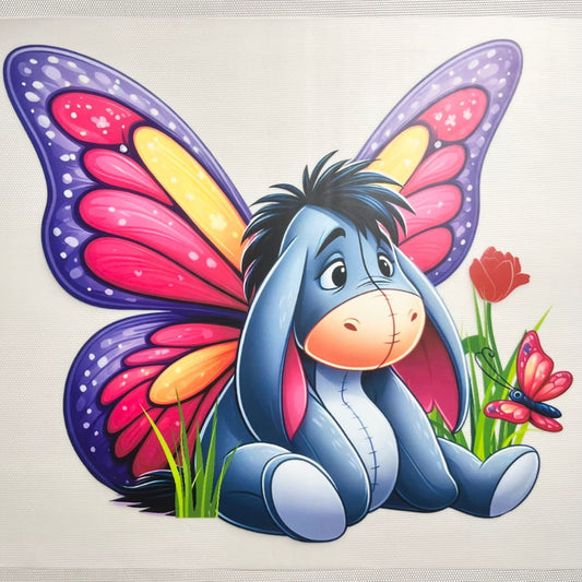 10inch Size DTF Heat Transfer, Cartoon ,Eeyore with Butterfly