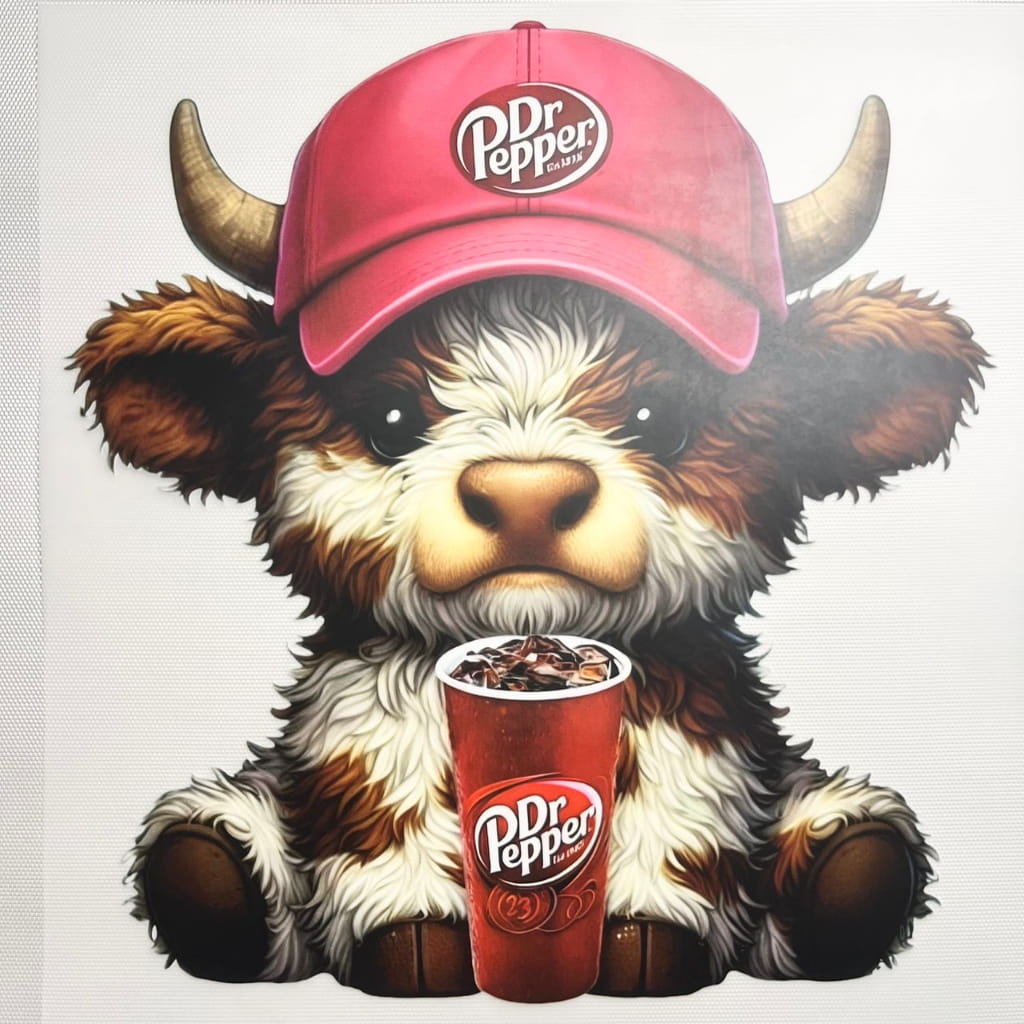 10inch Size DTF Heat Transfer,Dr Pepper Cow