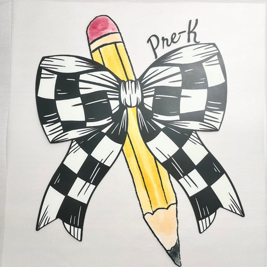 10inch Size DTF Heat Transfer,Teacher With Bow