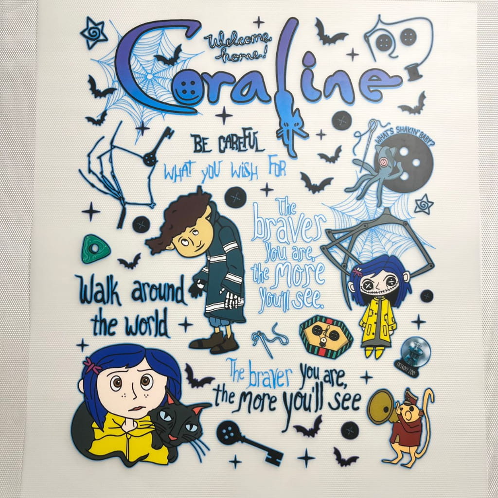 10inch Size DTF Heat Transfer, Cartoon , Coraline