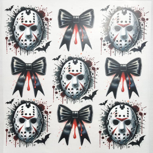 10inch Size DTF Heat Transfer, Halloween ,Horroible ,Bownet & Bow