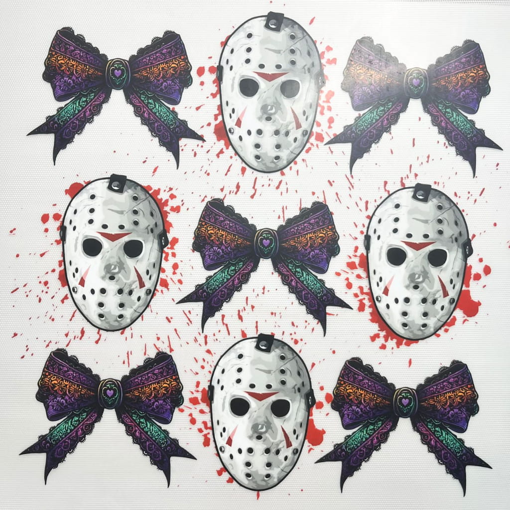 10inch Size DTF Heat Transfer, Halloween ,Horroible ,Bownet & Bow