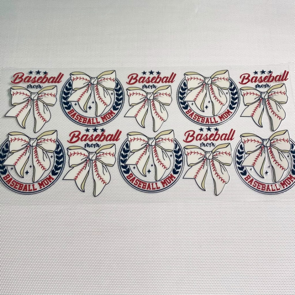 16oz UVDTF Cup Wraps, Sport, Baseball Bowknot & Bow