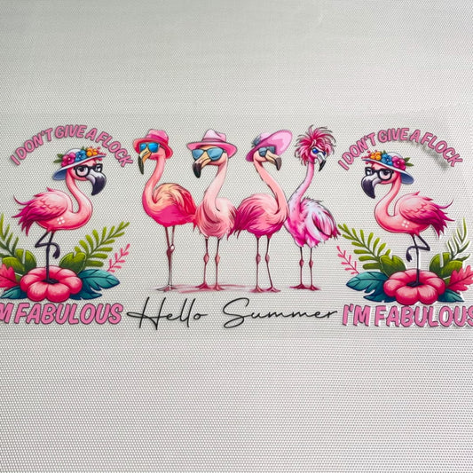16oz UVDTF Cup Wraps, Flamingo, Summer Vibes
