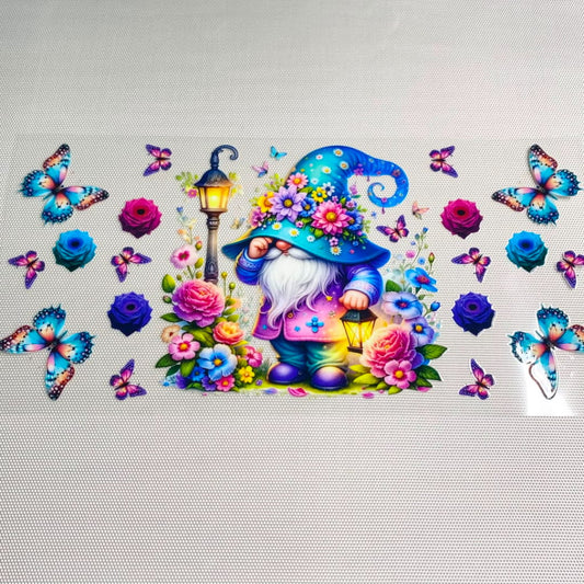 16oz UVDTF Cup Wraps,Gnome & Dwarf With Flower and Butterfly