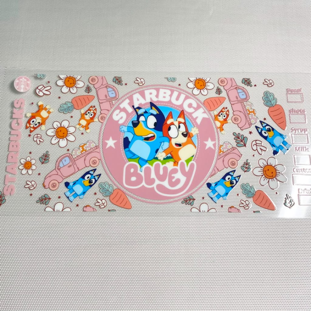 16oz UVDTF Cup Wraps,Cartoon ,Starbuck Bluey