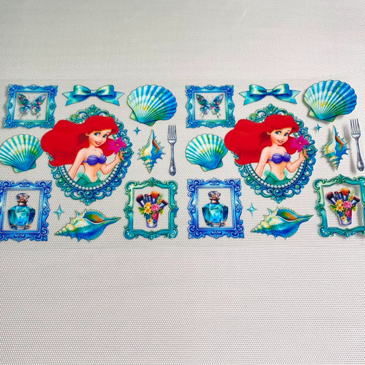 16oz UVDTF Cup Wraps,Cartoon , Princess ,Ariel & Mermaid