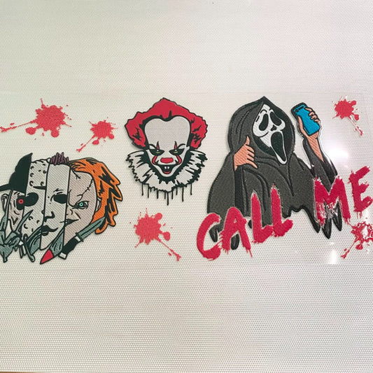 16oz UVDTF Cup Wraps, Halloween ,Horroible ,Spooky Vibes ,Ghost Face & Jason & Freddy & Michael Chucky &