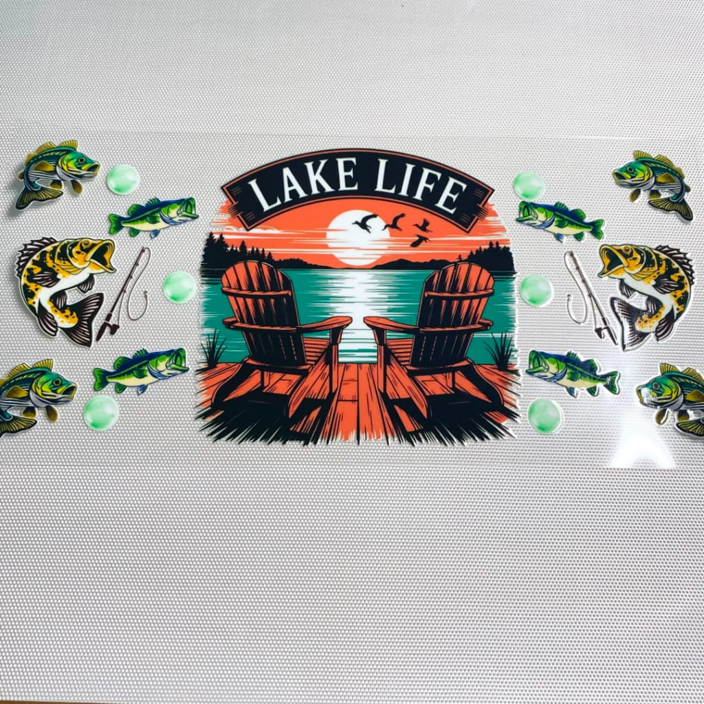 16oz UVDTF Cup Wraps, Lake Life ,Fishing