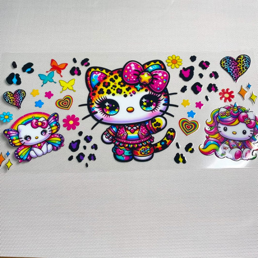 16oz UVDTF Cup Wraps,Cartoon ,Lisa Frank Hello Kitty