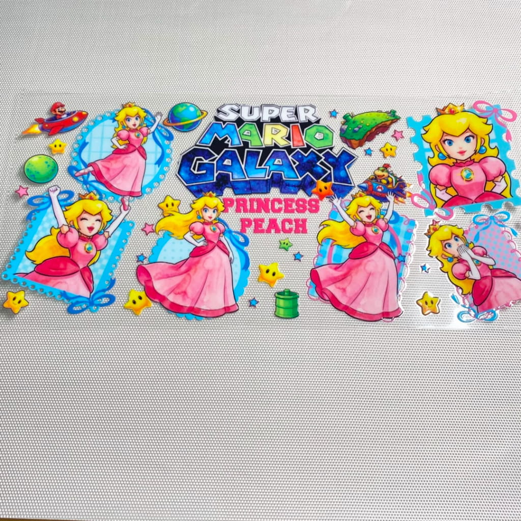 16oz UVDTF Cup Wraps,Cartoon ,Super Mario Princess Peach