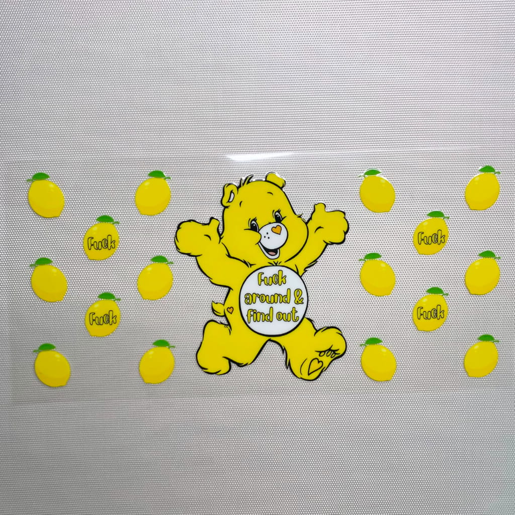 16oz UVDTF Cup Wraps,Catoon ,Care bears With Bad Words ,Swear Bears