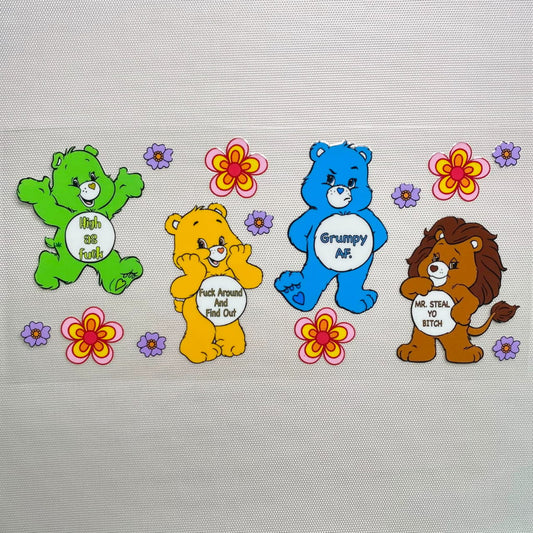 16oz UVDTF Cup Wraps,Catoon ,Care bears With Bad Words ,Swear Bears