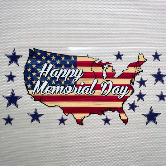 16oz UVDTF Cup Wraps, Country , USA Flag , Happy Memorid Day