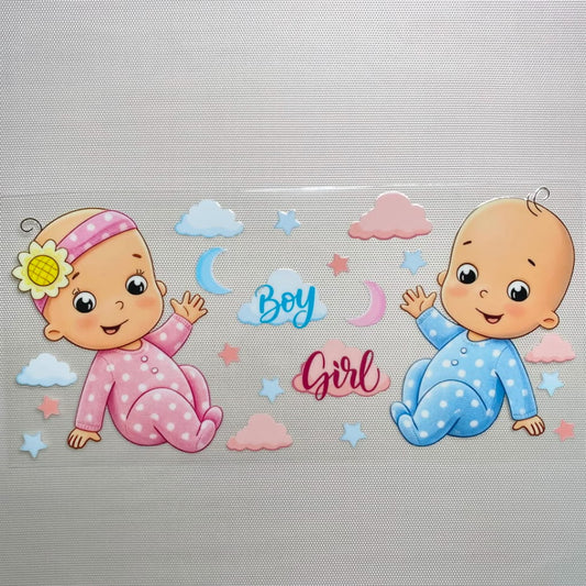 16oz UVDTF Cup Wraps, Boy & Girl Baby