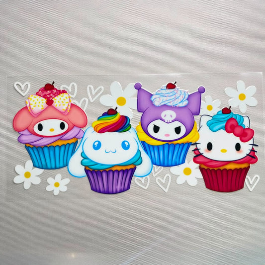 16oz UVDTF Cup Wraps, Cartoon ,Sanrio Family , Hello Kitty & Kuromi & Melody & Cinnamoroll