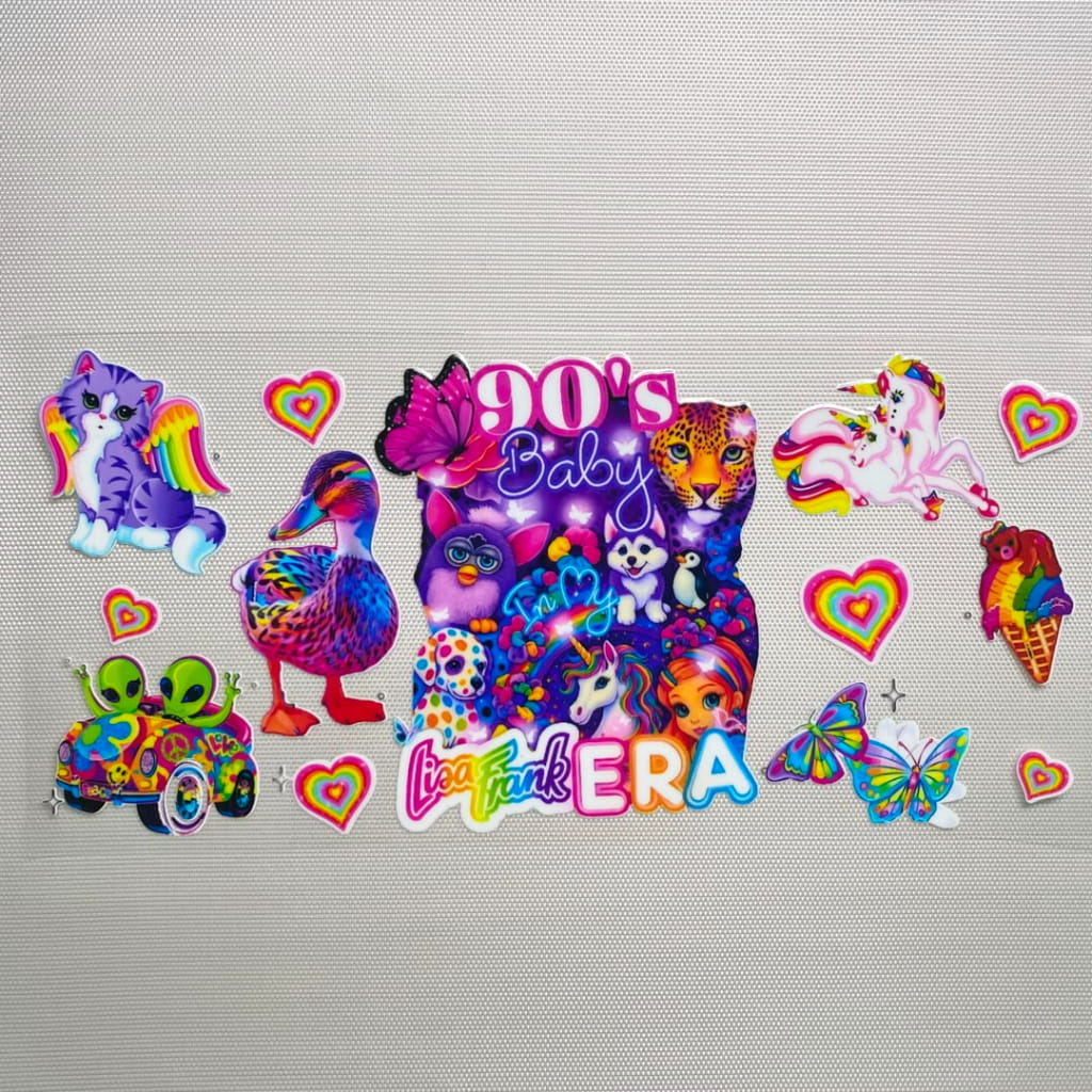 16oz UVDTF Cup Wraps, Cartoon ,Lisa Frank