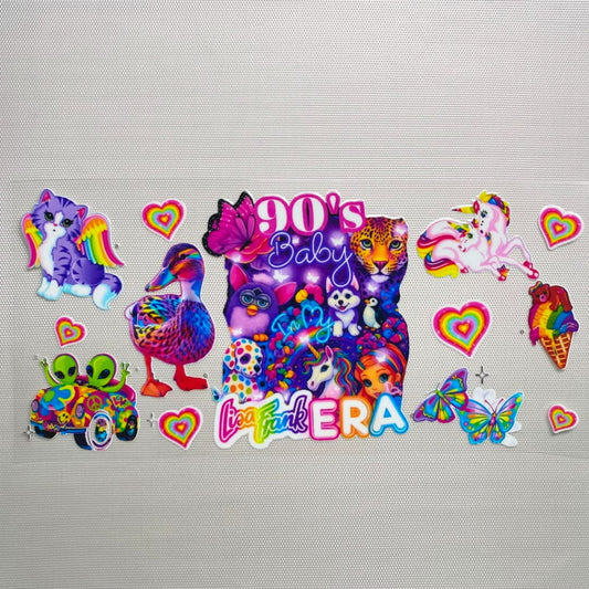 16oz UVDTF Cup Wraps, Cartoon ,Lisa Frank