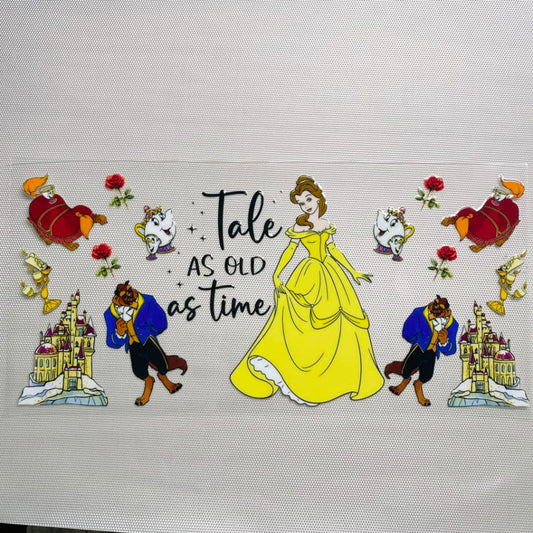 16oz UVDTF Cup Wraps, Cartoon , Princess , Bella ,The Beauty And Beast