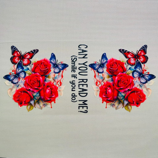 16oz UVDTF Cup Wraps,Butterfly & Rose Flowers With Words