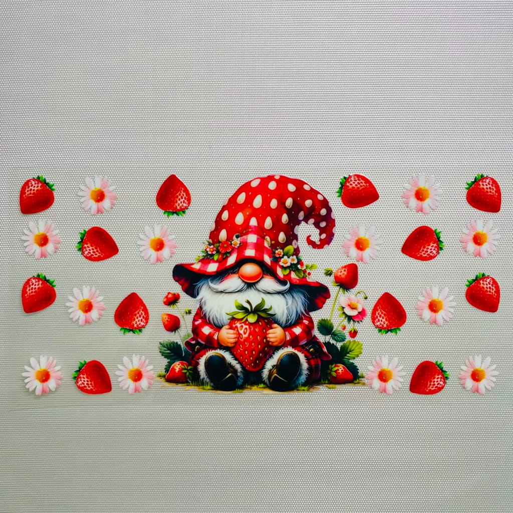16oz UVDTF Cup Wraps, Gnome & Dwarf With Strawberry
