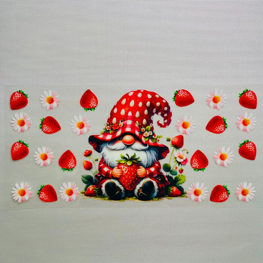 16oz UVDTF Cup Wraps, Gnome & Dwarf With Strawberry