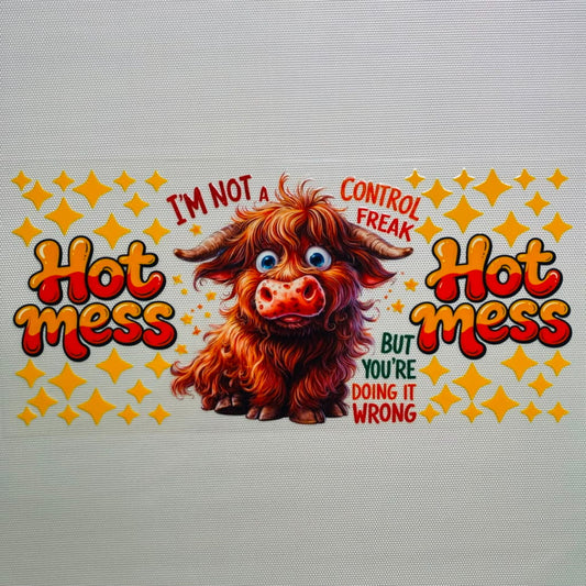 16oz UVDTF Cup Wraps,Cow ,Hot Mess