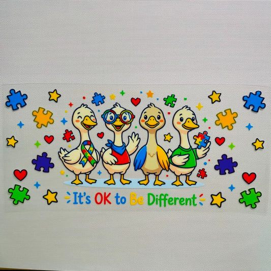 16oz UVDTF Cup Wraps, Cartoon ,Autism Ducks