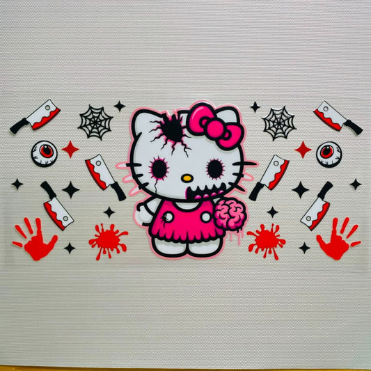 16oz UVDTF Cup Wraps, Halloween ,Spooky Hello Kitty