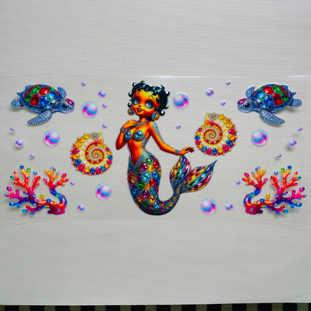 16oz UVDTF Cup Wraps, Cartoon , Betty Boop Mermaid