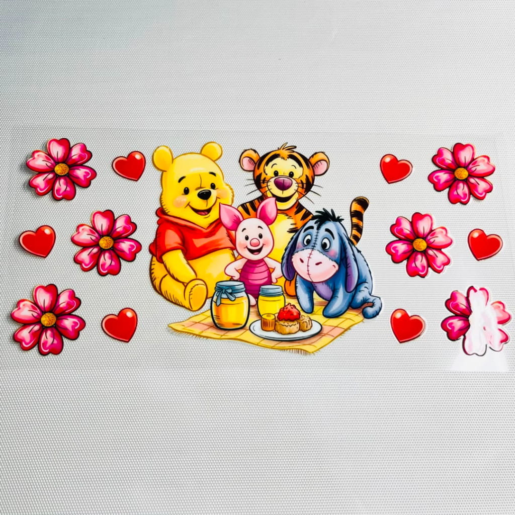 16oz UVDTF Cup Wraps,Cartoon ,Winnie Pooh & Piglet & Tigger & Eyore