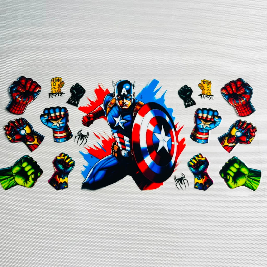 16oz UVDTF Cup Wraps,Cartoon ,Marvel ,Captain Man
